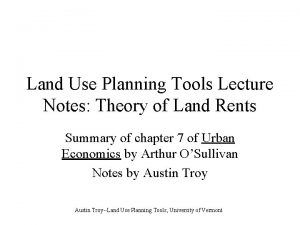 Land use planning lecture notes