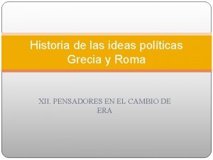 Historia de las ideas polticas Grecia y Roma