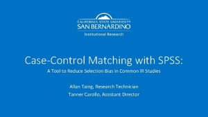 Spss case control matching