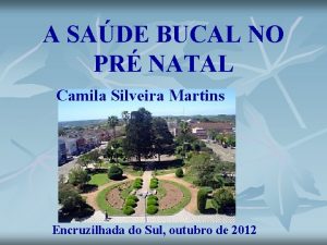 A SADE BUCAL NO PR NATAL Camila Silveira