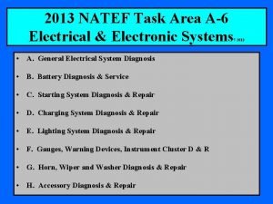 2013 NATEF Task Area A6 Electrical Electronic Systems