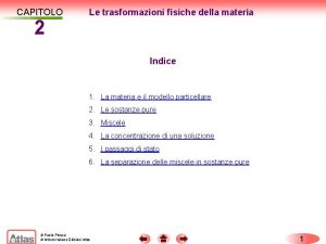 CAPITOLO 2 Le trasformazioni fisiche della materia Indice