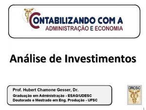 Anlise de Investimentos Prof Hubert Chamone Gesser Dr