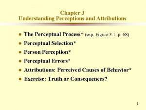 Chapter 3 Understanding Perceptions and Attributions l The