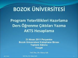 BOZOK NVERSTES Program Yeterlilikleri Hazrlama Ders renme ktlar