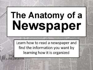 Anatomy of a newspaper article