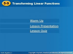 Linear function transformations
