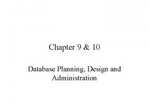Database planning