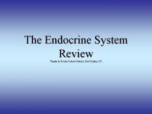 The Endocrine System Review Thanks to Poudre School