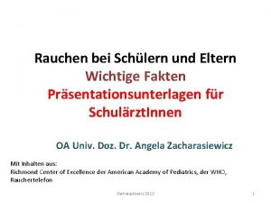 Rauchen bei Schlern und Eltern Wichtige Fakten Prsentationsunterlagen