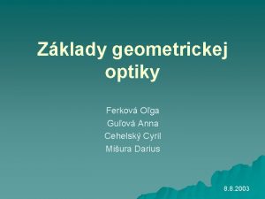 Zklady geometrickej optiky Ferkov Oga Guov Anna Cehelsk