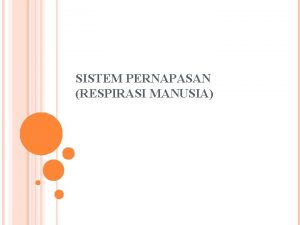 SISTEM PERNAPASAN RESPIRASI MANUSIA PENGERTIAN Pernapasan Proses keluar