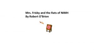 Mrs frisby and the rats of nimh setting