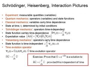 Schrdinger Heisenberg Interaction Pictures Experiment measurable quantities variables