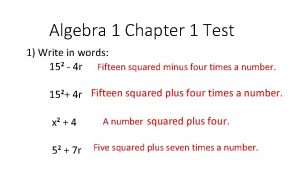 Algebra 1 chapter 1 test