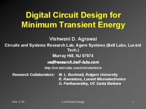 Digital Circuit Design for Minimum Transient Energy Vishwani
