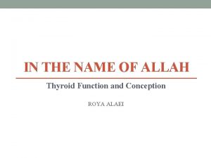 Thyroid functions