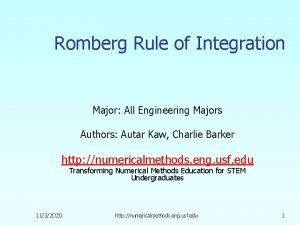 Romberg Rule of Integration Major All Engineering Majors