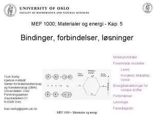 MEF 1000 Materialer og energi Kap 5 Bindinger