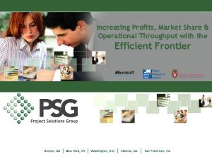 Increasing Profits Market Share Operational Throughput with the