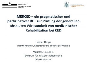 MERCED ein pragmatischer und partizipativer RCT zur Prfung