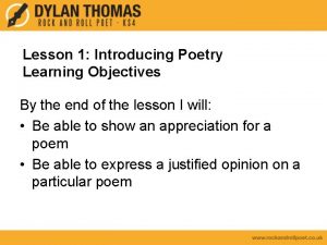 Poem learning objectives