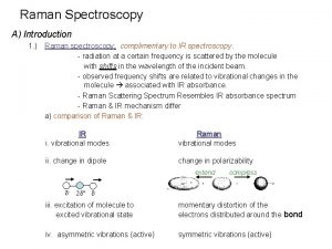 Raman Spectroscopy A Introduction 1 Raman spectroscopy complimentary