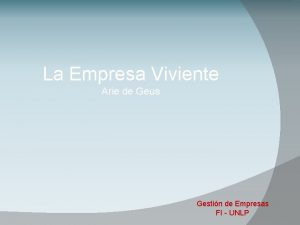 La Empresa Viviente Arie de Geus Gestin de