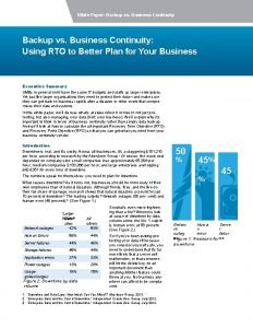 Business continuity white paper