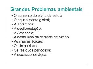 Grandes Problemas ambientais O aumento do efeito de