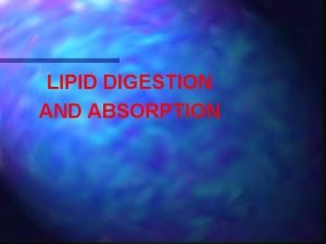 LIPID DIGESTION AND ABSORPTION Dietary lipid components Triacylglycerols