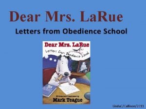 Dear Mrs La Rue Letters from Obedience School
