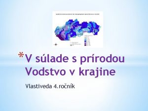 V slade s prrodou Vodstvo v krajine Vlastiveda