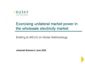 Exercising unilateral market power in the wholesale electricity