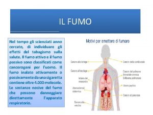 IL FUMO Nel tempo gli scienziati anno cercato