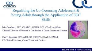 Regulating the CoOccurring Adolescent Young Adult through the