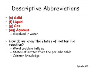 Abbreviation for solid in chemistry