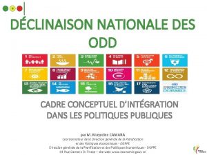 DCLINAISON NATIONALE DES ODD CADRE CONCEPTUEL DINTGRATION DANS