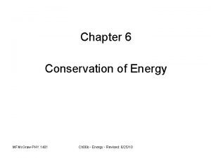 Chapter 6 Conservation of Energy MFMc GrawPHY 1401