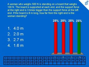 A woman who weighs 500 n stands on an 8.0-m-long board