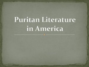 Puritan literature in america