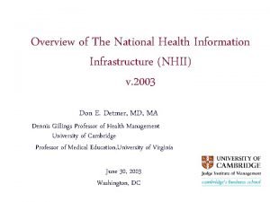 Overview of The National Health Information Infrastructure NHII