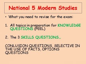 National 5 Modern Studies What you need to