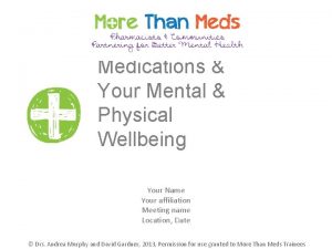 Medications Your Mental Physical Wellbeing Your Name Your