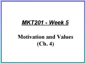 MKT 201 Week 5 Motivation and Values Ch