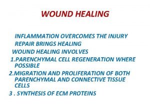 WOUND HEALING INFLAMMATION OVERCOMES THE INJURY REPAIR BRINGS