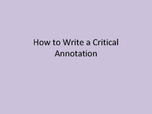 Critical annotation example