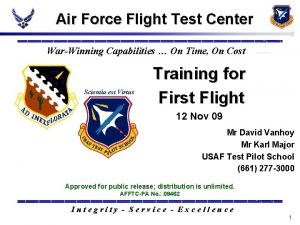 Air Force Flight Test Center WarWinning Capabilities On