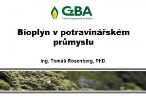 Bioplyn v potravinskm prmyslu Ing Tom Rosenberg Ph