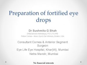 Fortified gentamicin eye drops preparation